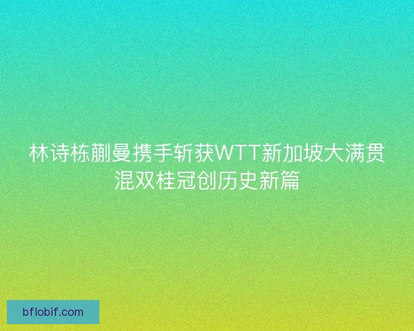 林诗栋蒯曼携手斩获WTT新加坡大满贯混双桂冠创历史新篇